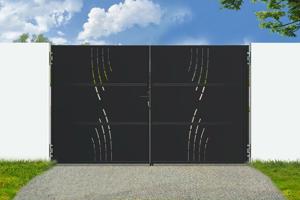 Puerta de acero negro mate de 3 m NALI VELETA H.180cm main image