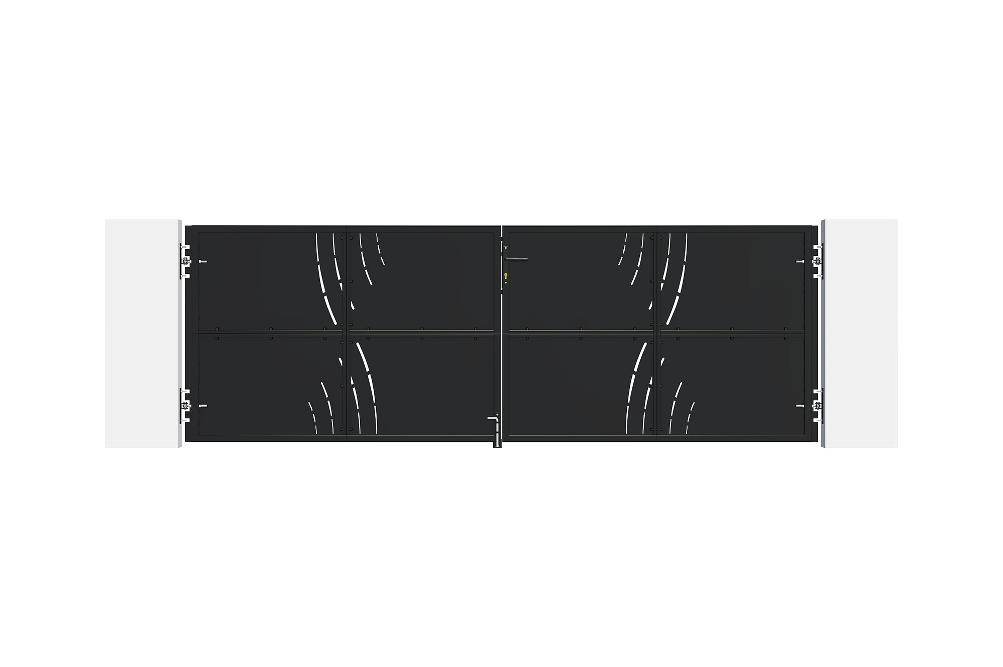 Portão de batente NALI VELETA de aço preto fosco de 3,5 m, 120 cm de altura + motor Tanker B250 3