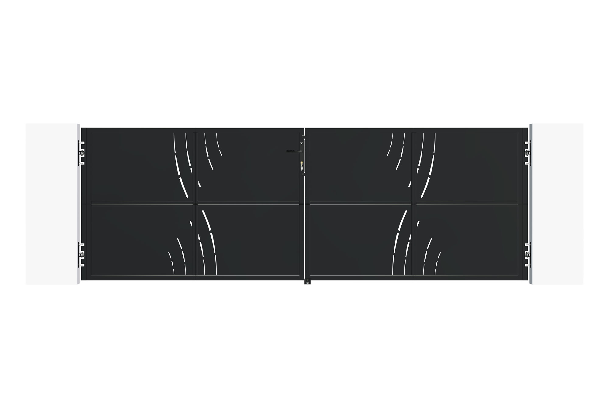 Portão de batente NALI VELETA de aço preto fosco de 3,5 m, 120 cm de altura + motor Tanker B250 2
