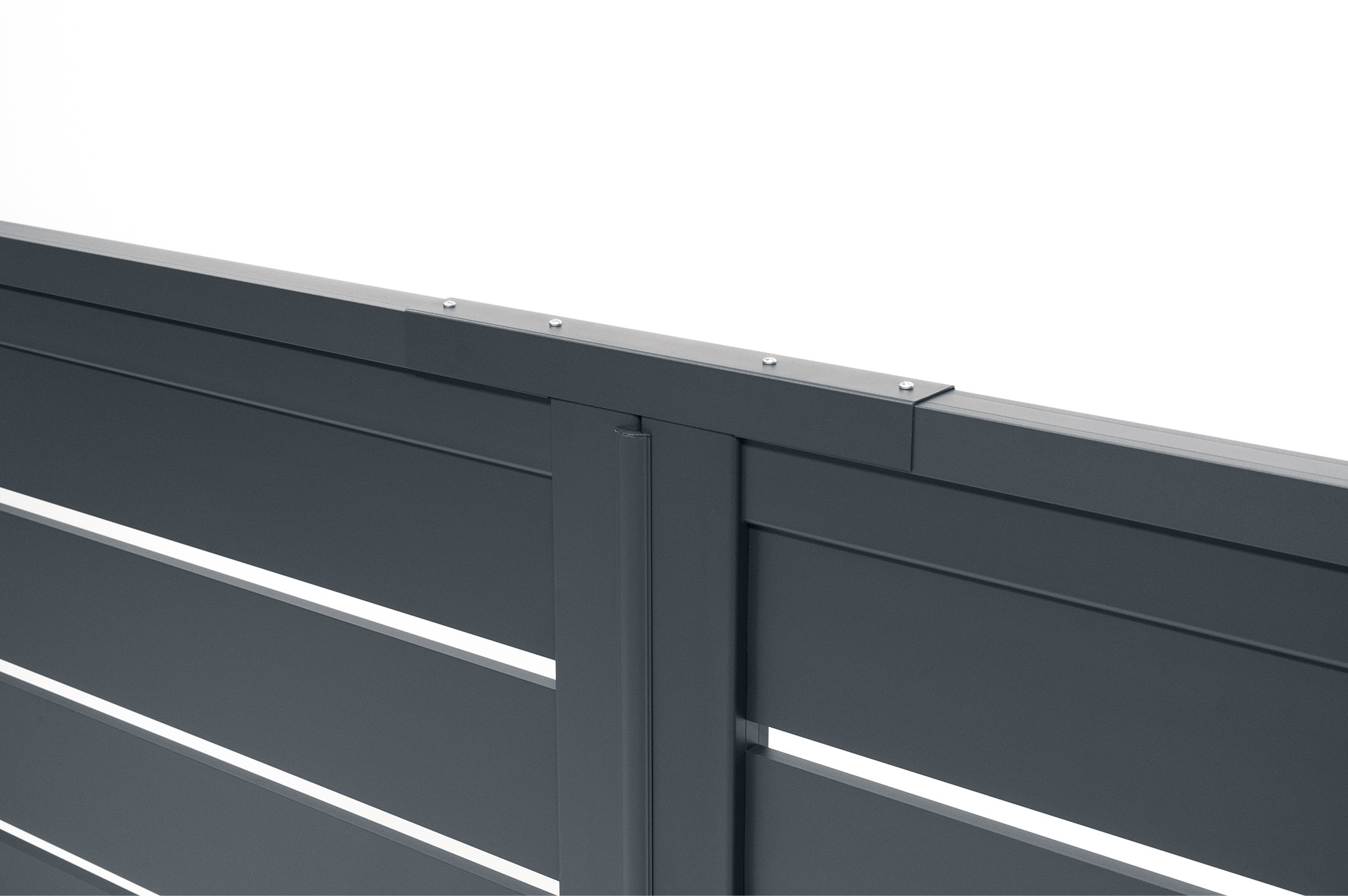 Portail coulissant 6m vogel H.160cm aluminium gris + Portillon Vogel H.160 gris 6