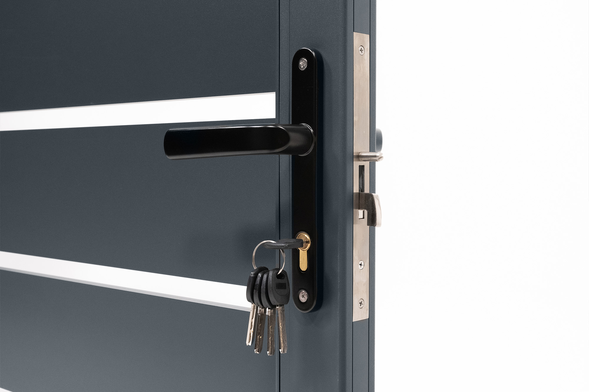 Portail coulissant 6m vogel H.160cm aluminium gris + Portillon Vogel H.160 gris 9