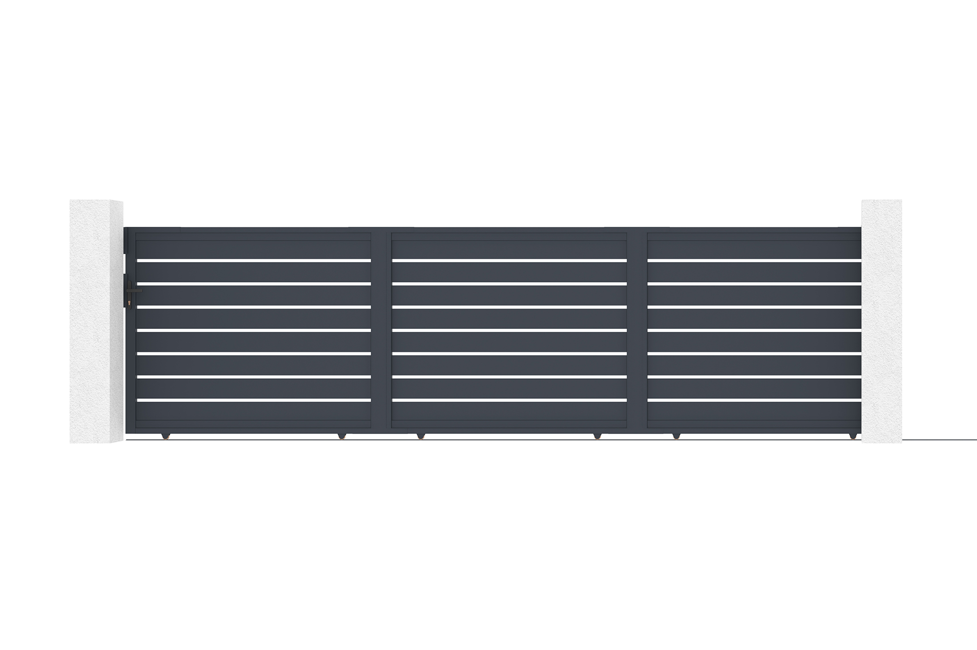 Portail coulissant 6m vogel H.160cm aluminium gris 1