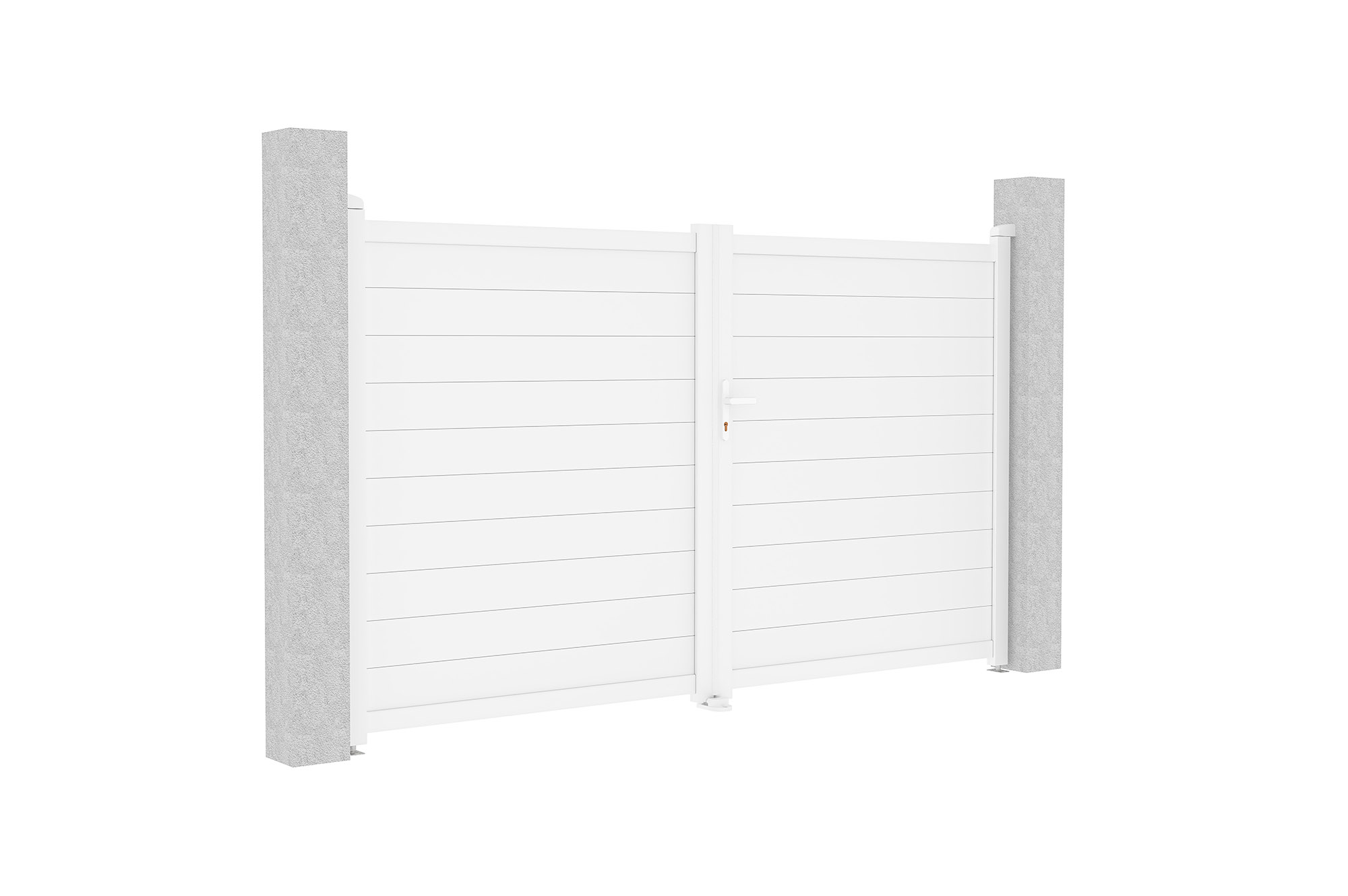 EIGER krilna vrata 3m V. 180cm + EIGER pješačka vrata 1m V. 180cm, bijeli aluminij 3