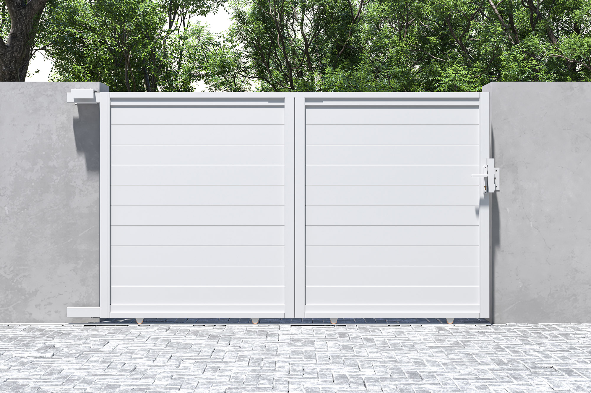 EIGER 3 m Schiebetor, 180 cm hoch, weißes Aluminium 9