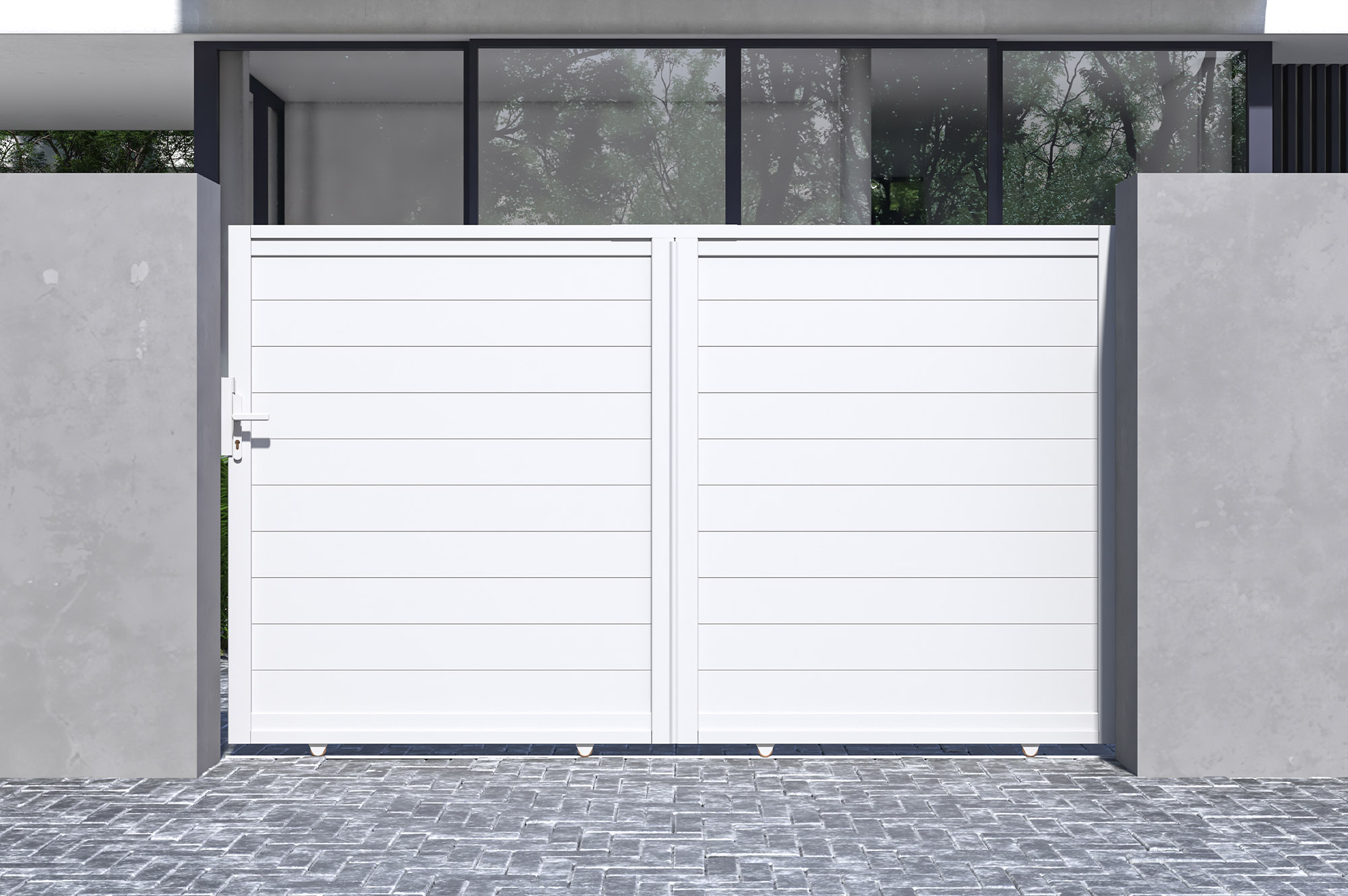 EIGER 3 m Schiebetor, 180 cm hoch, weißes Aluminium 5