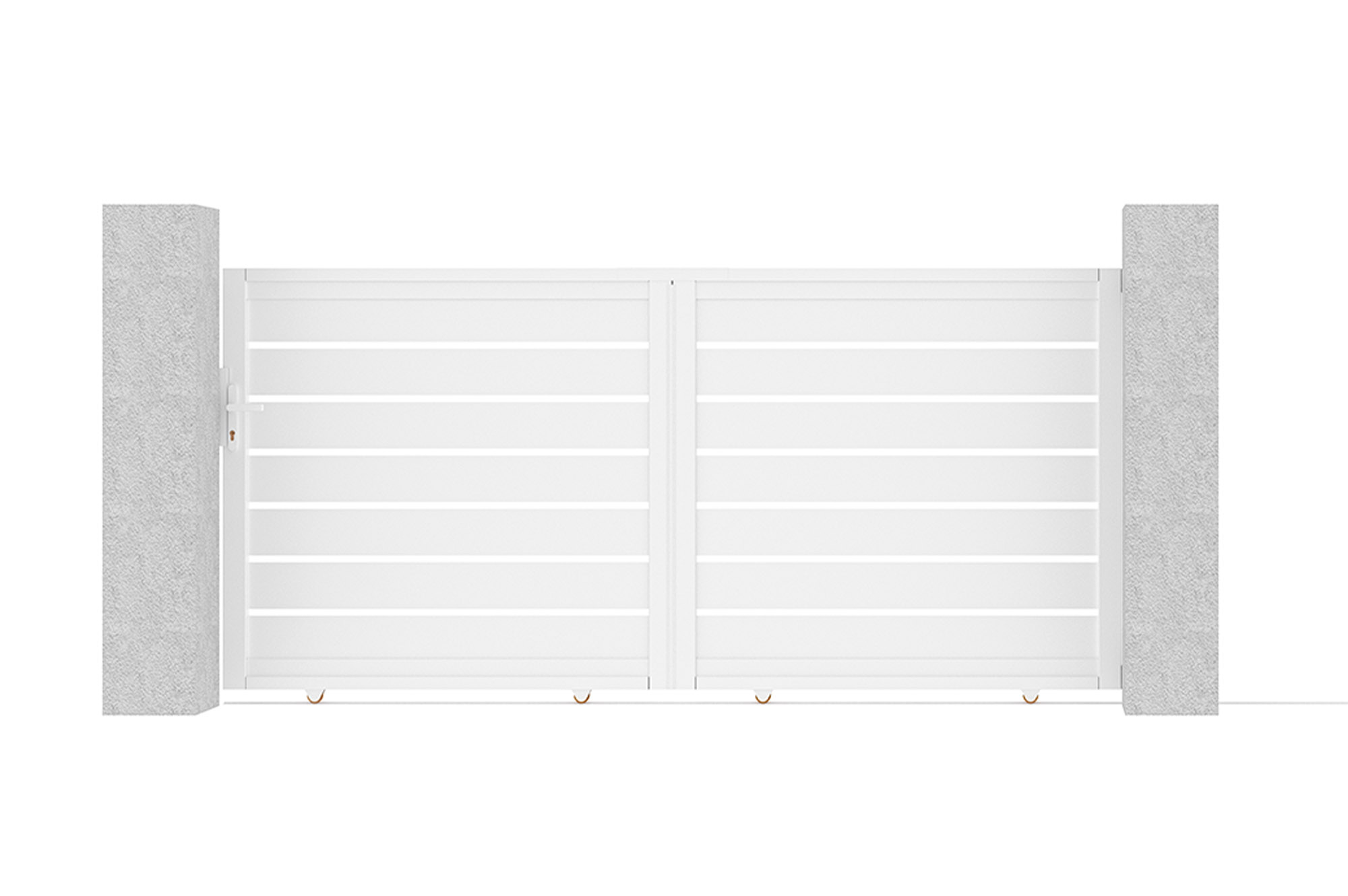 3 m VOGEL Schiebetor, 140 cm hoch, weißes Aluminium 1