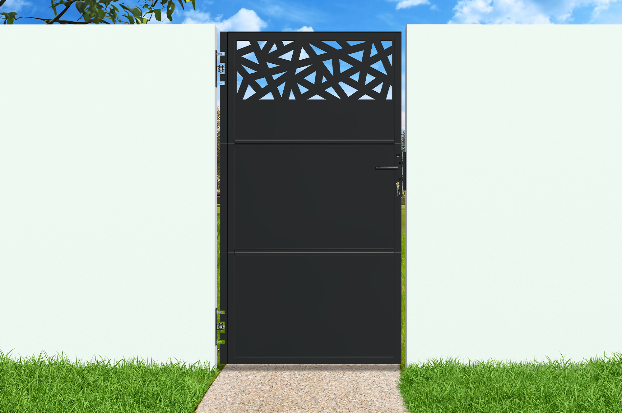 Stahltor 1 m NALI RUIVO H. 180 cm matt schwarz 8