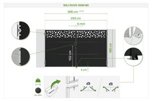 Portail acier noir mat 3m NALI RUIVO H.180cm 4