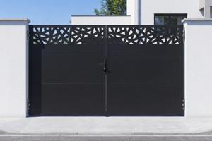 Portão de aço preto fosco NALI RUIVO de 3 m, 180 cm de altura main image