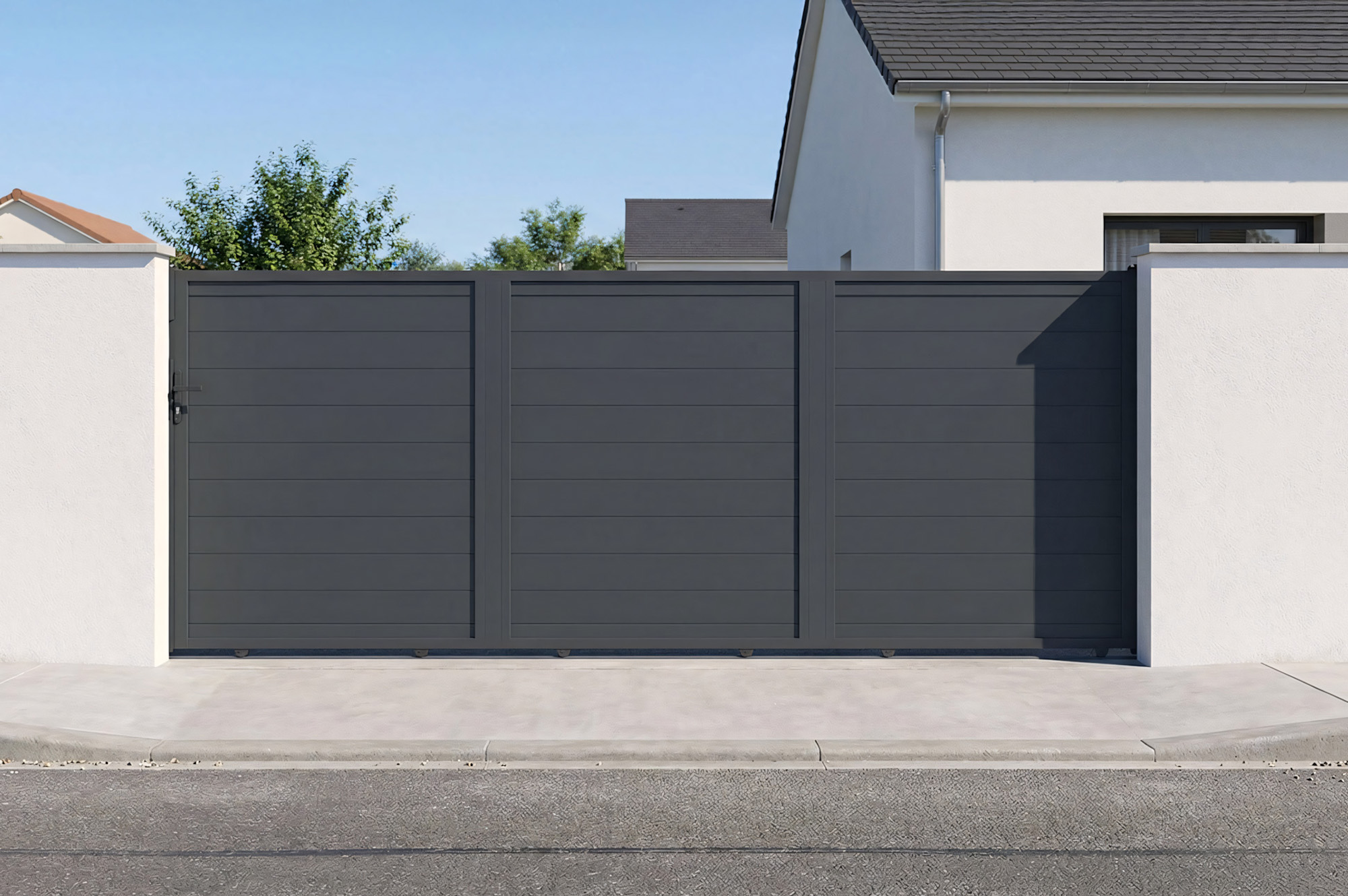 Cancello scorrevole EIGER 4,5 m, altezza 160 cm, alluminio grigio 1