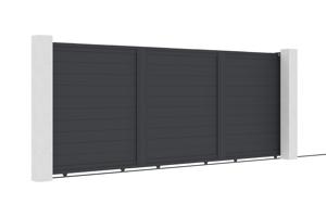 EIGER 4.5m sliding gate, 180cm high + 2 EIFE 20x20cm posts, 190cm high, grey 4