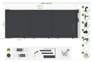 EIGER 4.5m sliding gate, 180cm high + 2 EIFE 20x20cm posts, 190cm high, grey 6