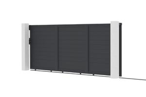 EIGER 4.5m sliding gate, 180cm high + 2 EIFE 20x20cm posts, 190cm high, grey 3