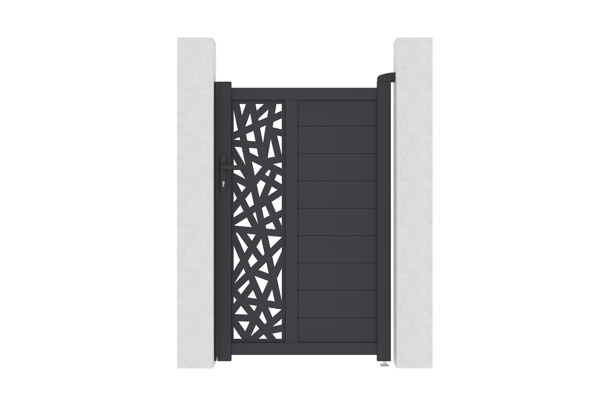3.5m RUIVO sliding gate, 160cm high, grey aluminum + 1m RUIVO pedestrian gate, 160cm high + 4 posts + Ranger C300 motor 13