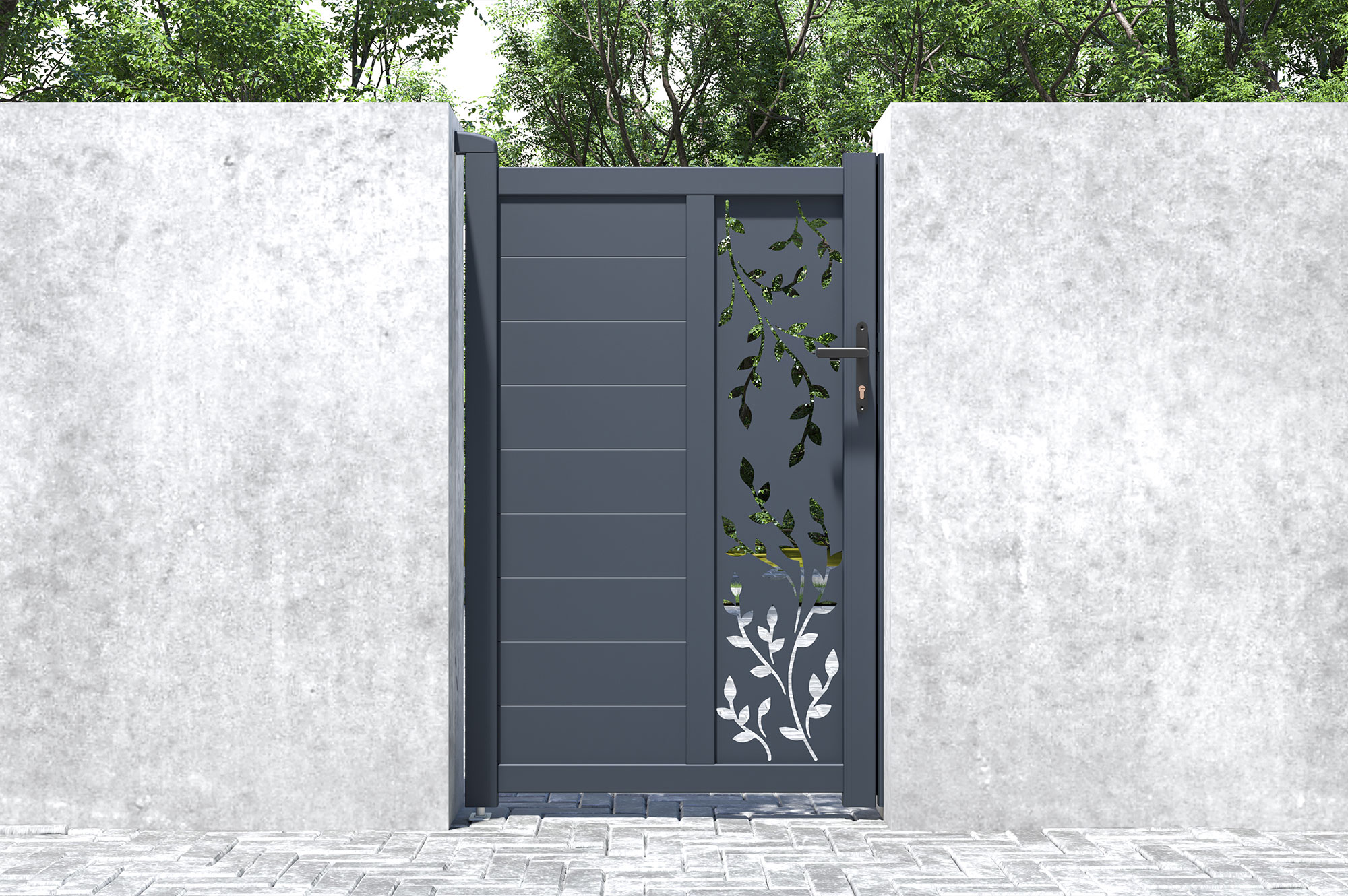 Puerta 1m FOLYA H.160cm aluminio gris 9