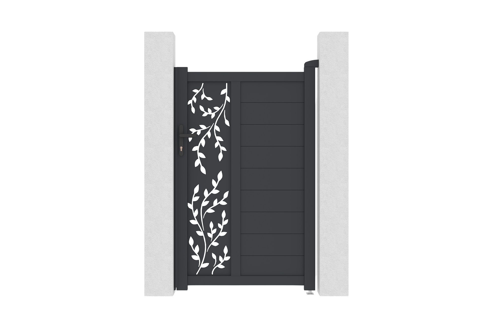 4m FOLYA sliding gate, 160cm high, grey aluminum + 4 posts + 1m FOLYA pedestrian gate, 160cm high + Ranger C300 motor 25