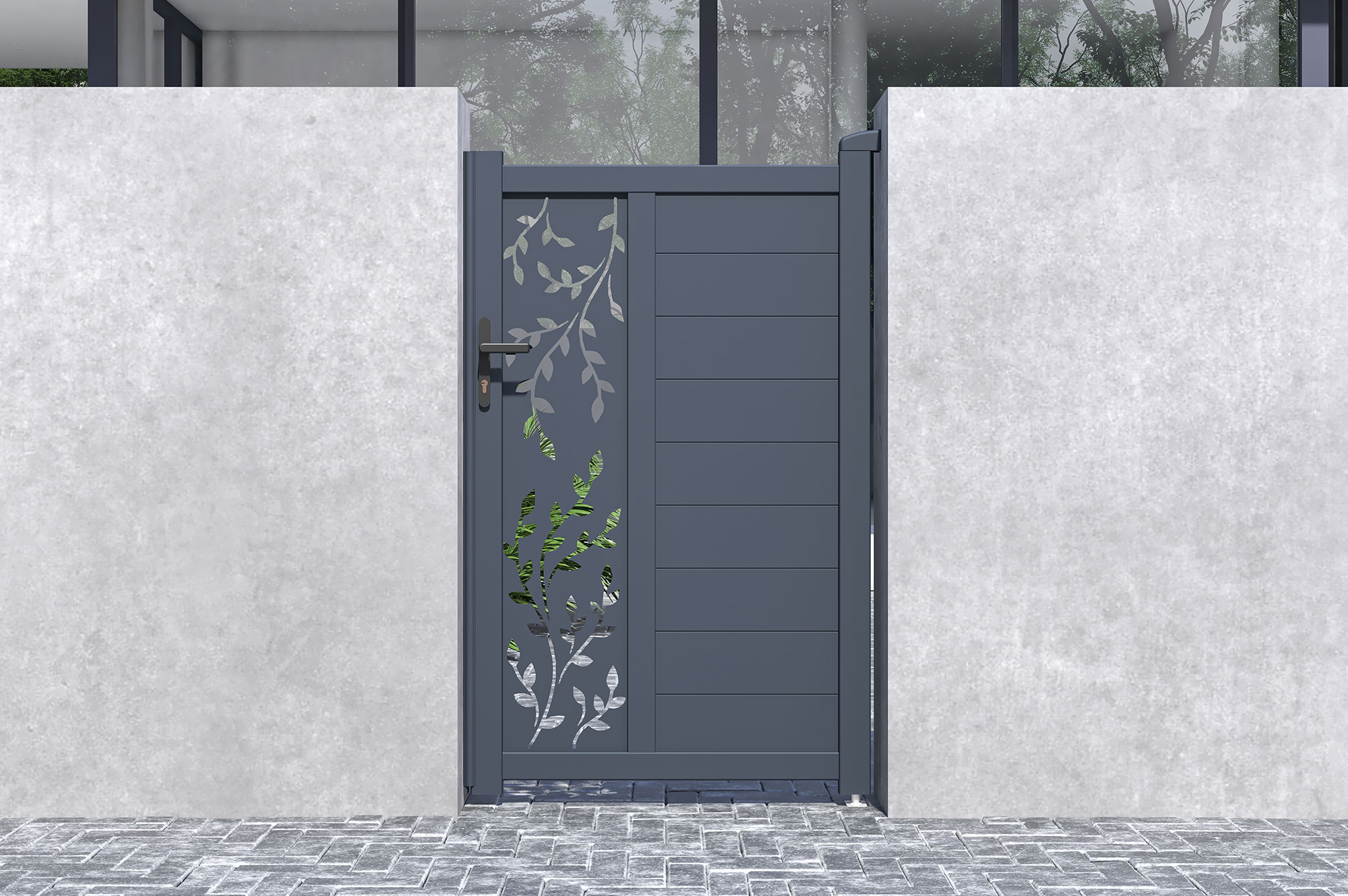 Tor 1m FOLYA H.160cm graues Aluminium 1