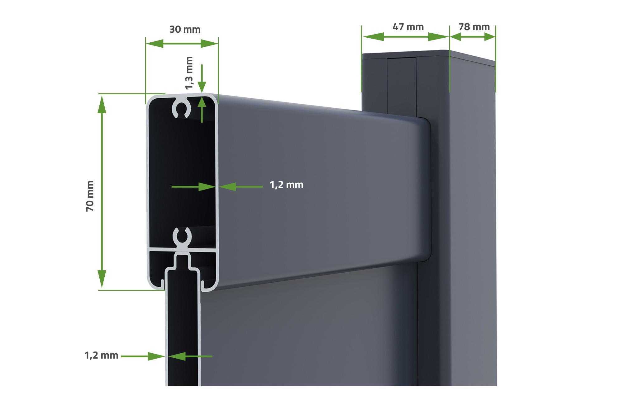 Brama skrzydłowa 3m RUIVO wys. 140cm szara aluminiowa 6