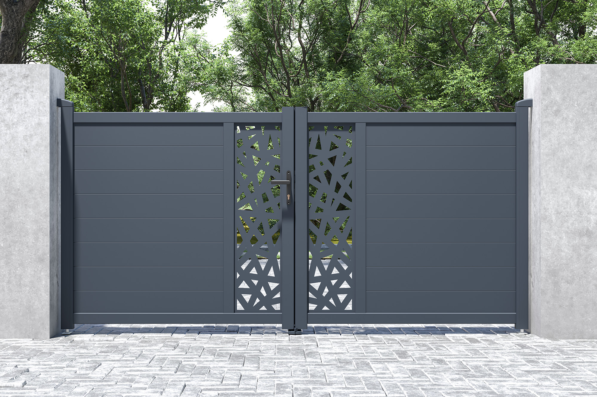 Brama skrzydłowa 3m RUIVO wys. 140cm szara aluminiowa 10