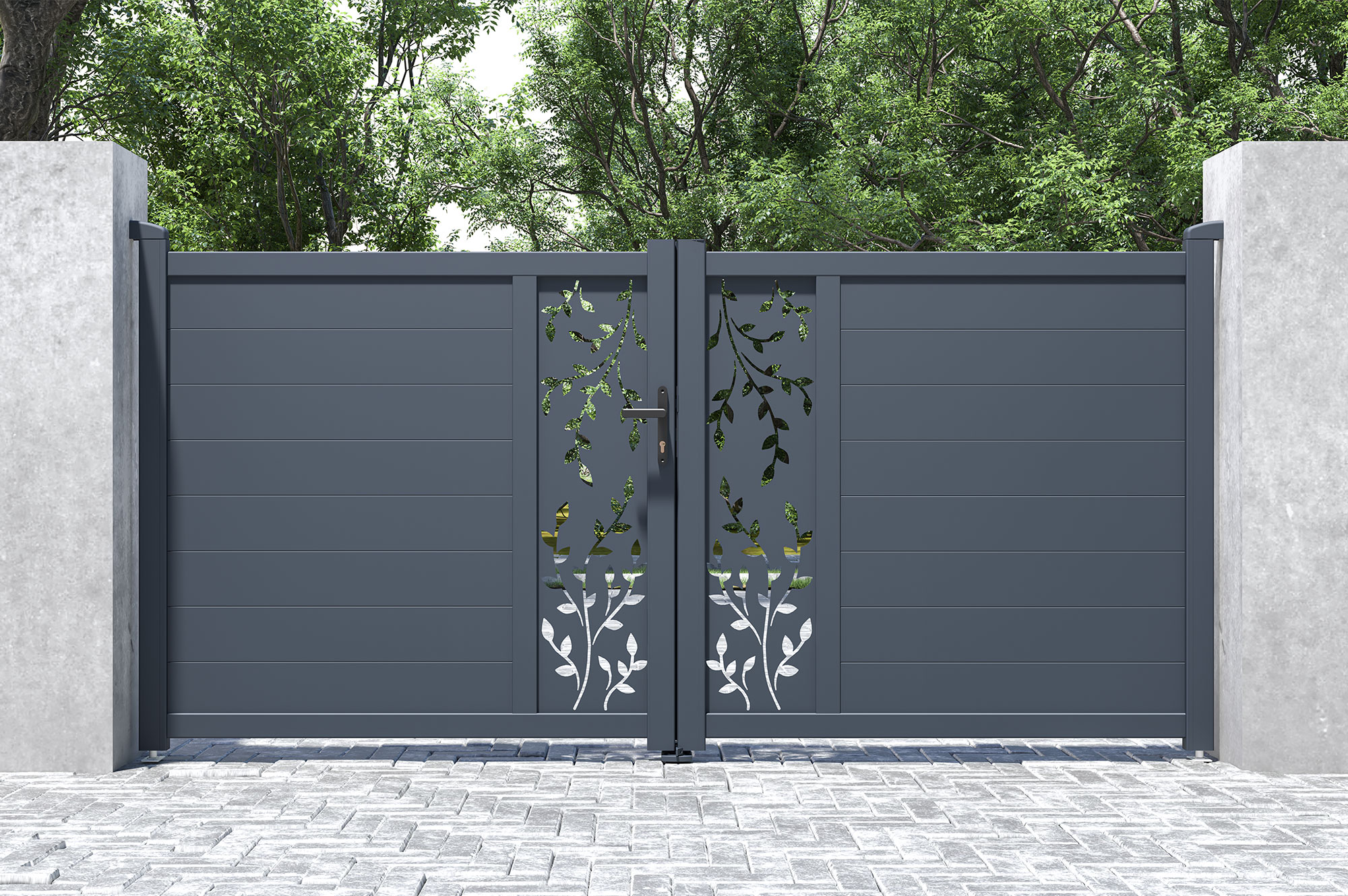 Veramie vārti 3m FOLYA augstums 140cm pelēks alumīnijs 10