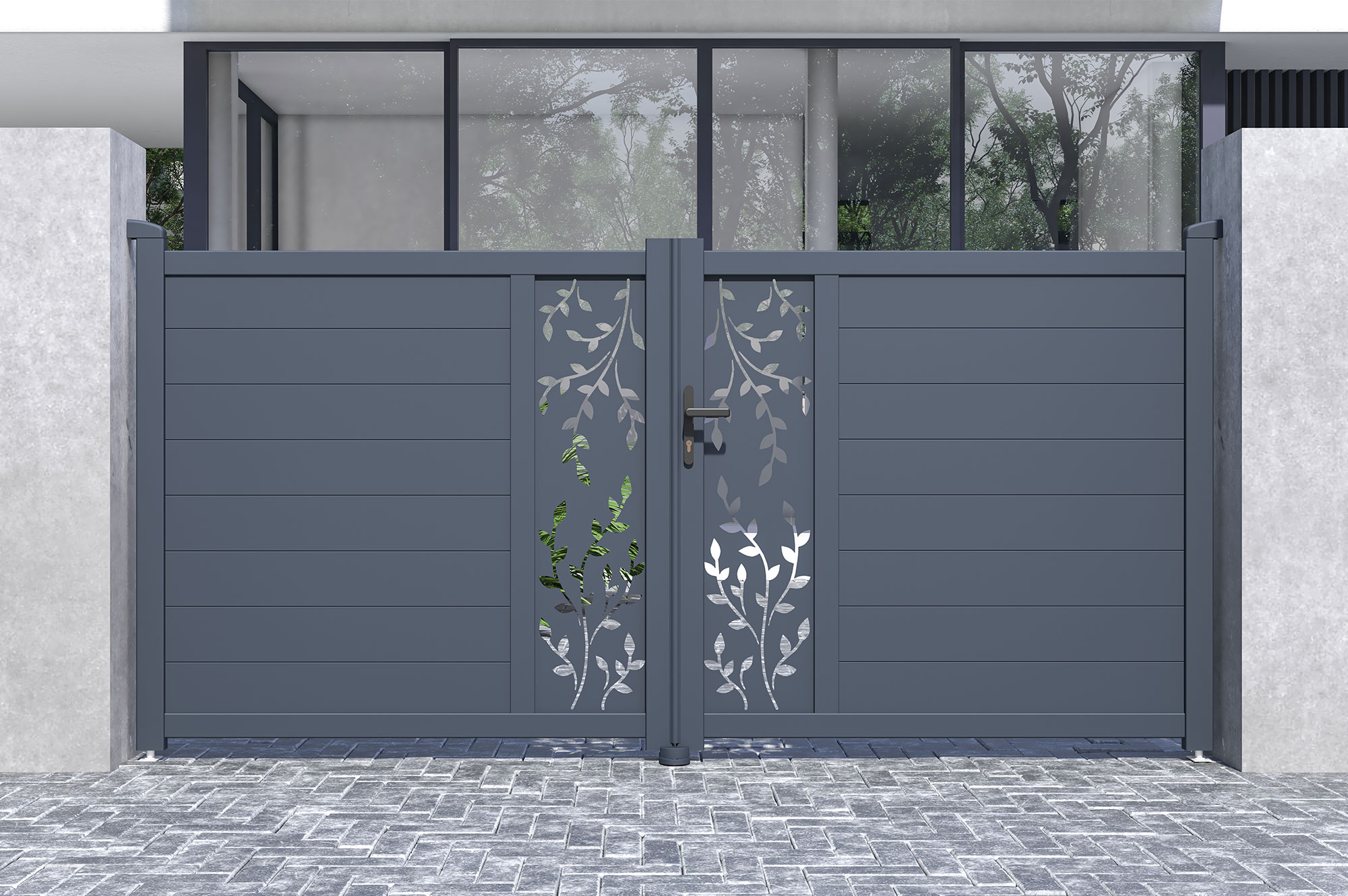 Veramie vārti 3m FOLYA augstums 140cm pelēks alumīnijs 1