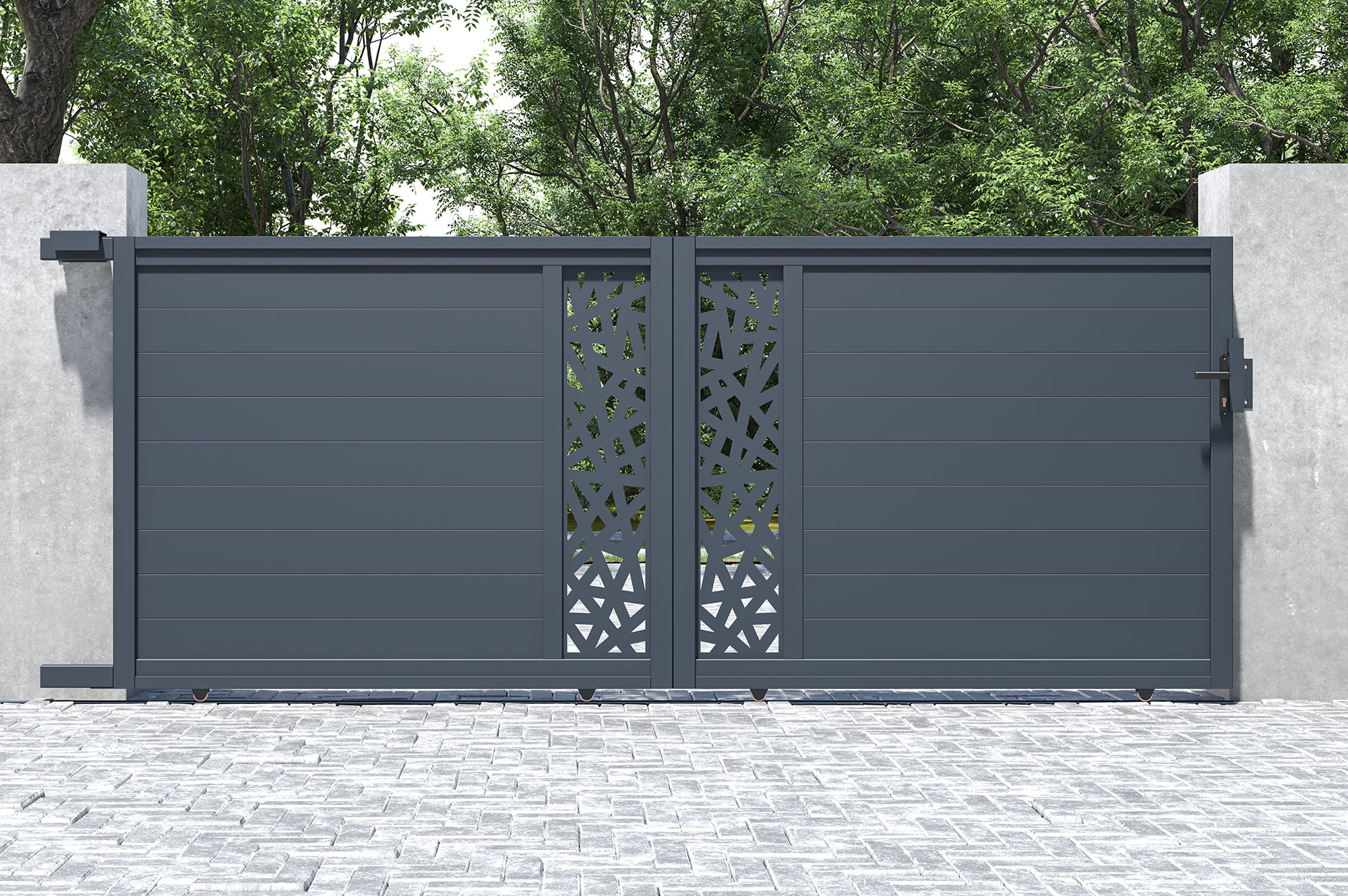 Brama przesuwna RUIVO 4m, wysokość 160cm, szare aluminium 14