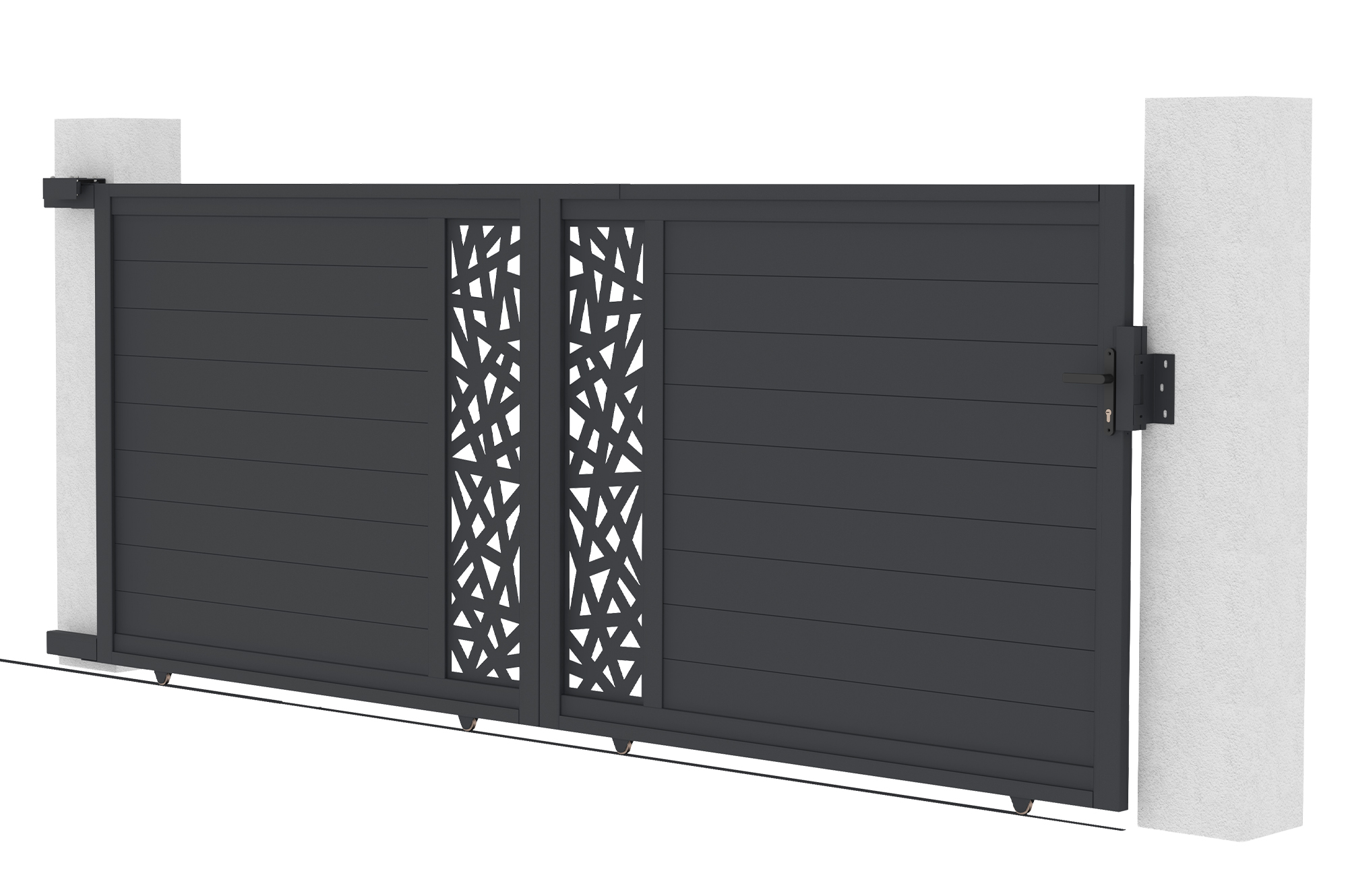 Brama przesuwna RUIVO 4m, wysokość 160cm, szare aluminium 9