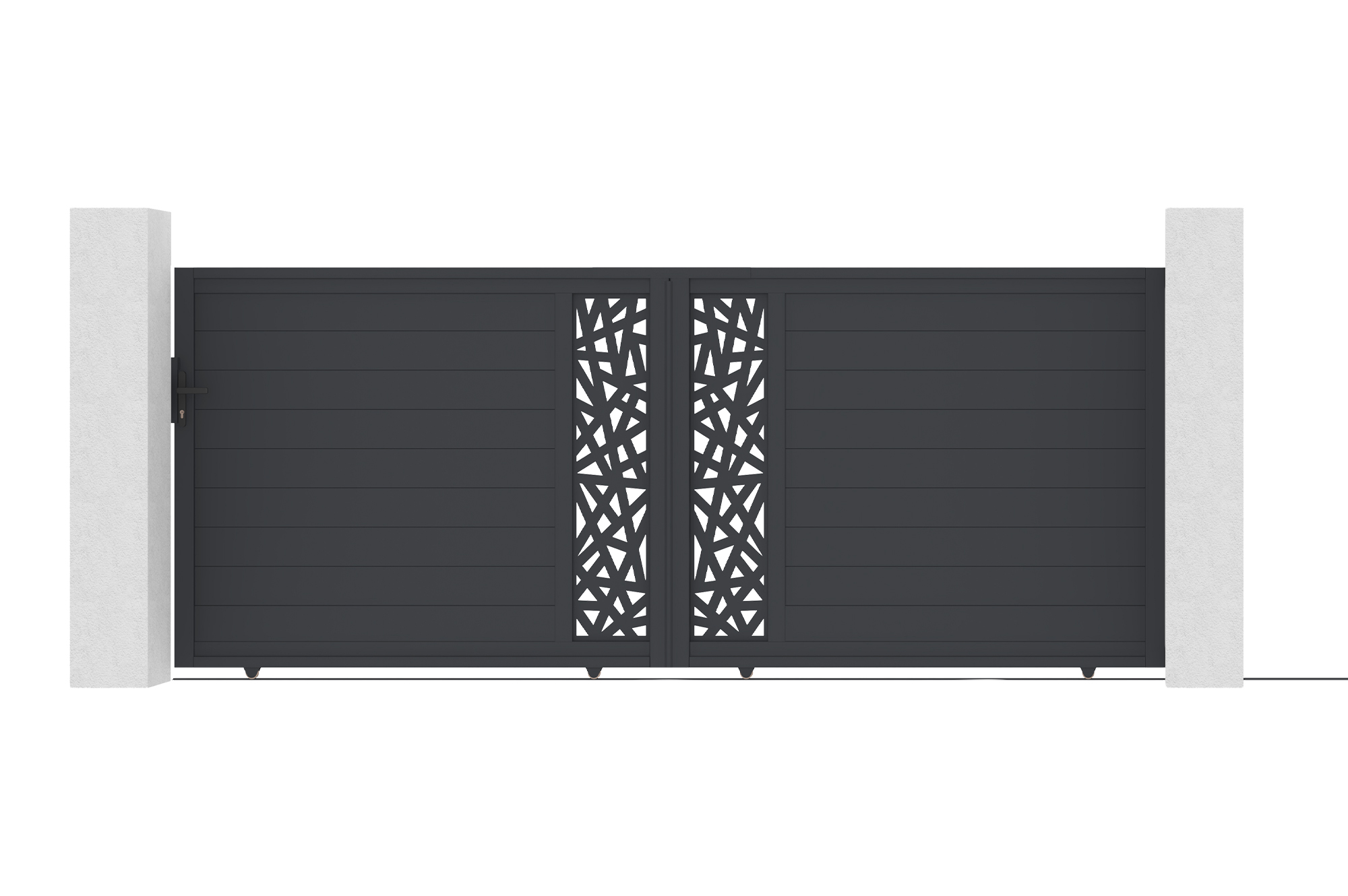 Brama przesuwna RUIVO 4m, wysokość 160cm, szare aluminium 2