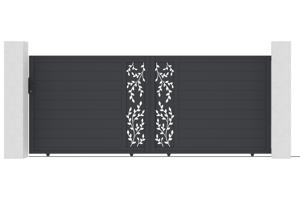 4m FOLYA sliding gate, 160cm high, grey aluminum + 4 posts + 1m FOLYA pedestrian gate, 160cm high + Ranger C300 motor 2
