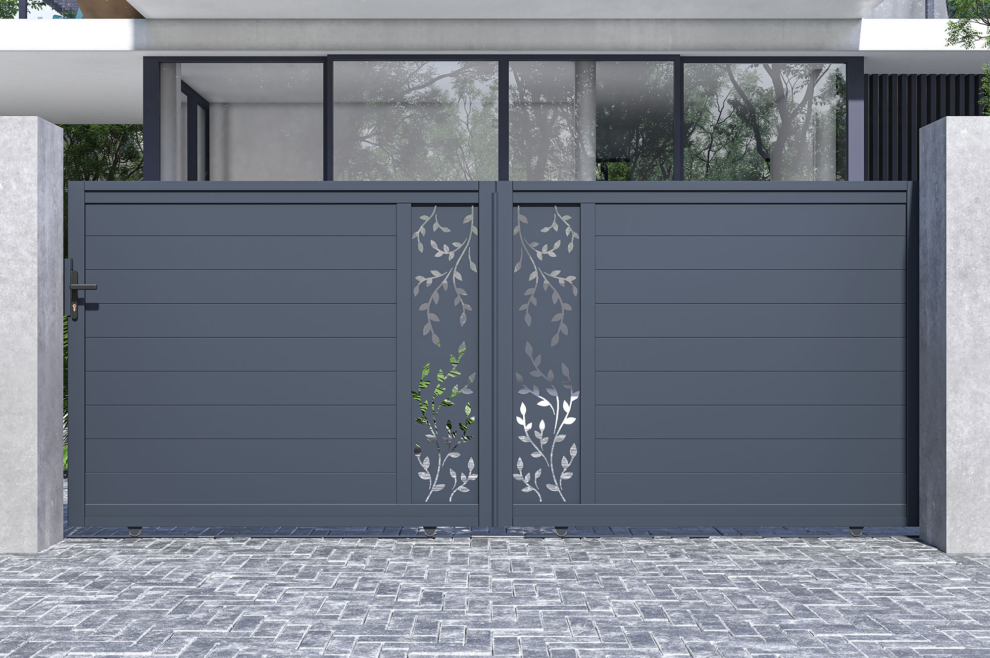 Brama przesuwna FOLYA 4m, wysokość 160cm, szare aluminium 1