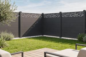 Fence panel 1.9m RUIVO H.170cm gray aluminum main image