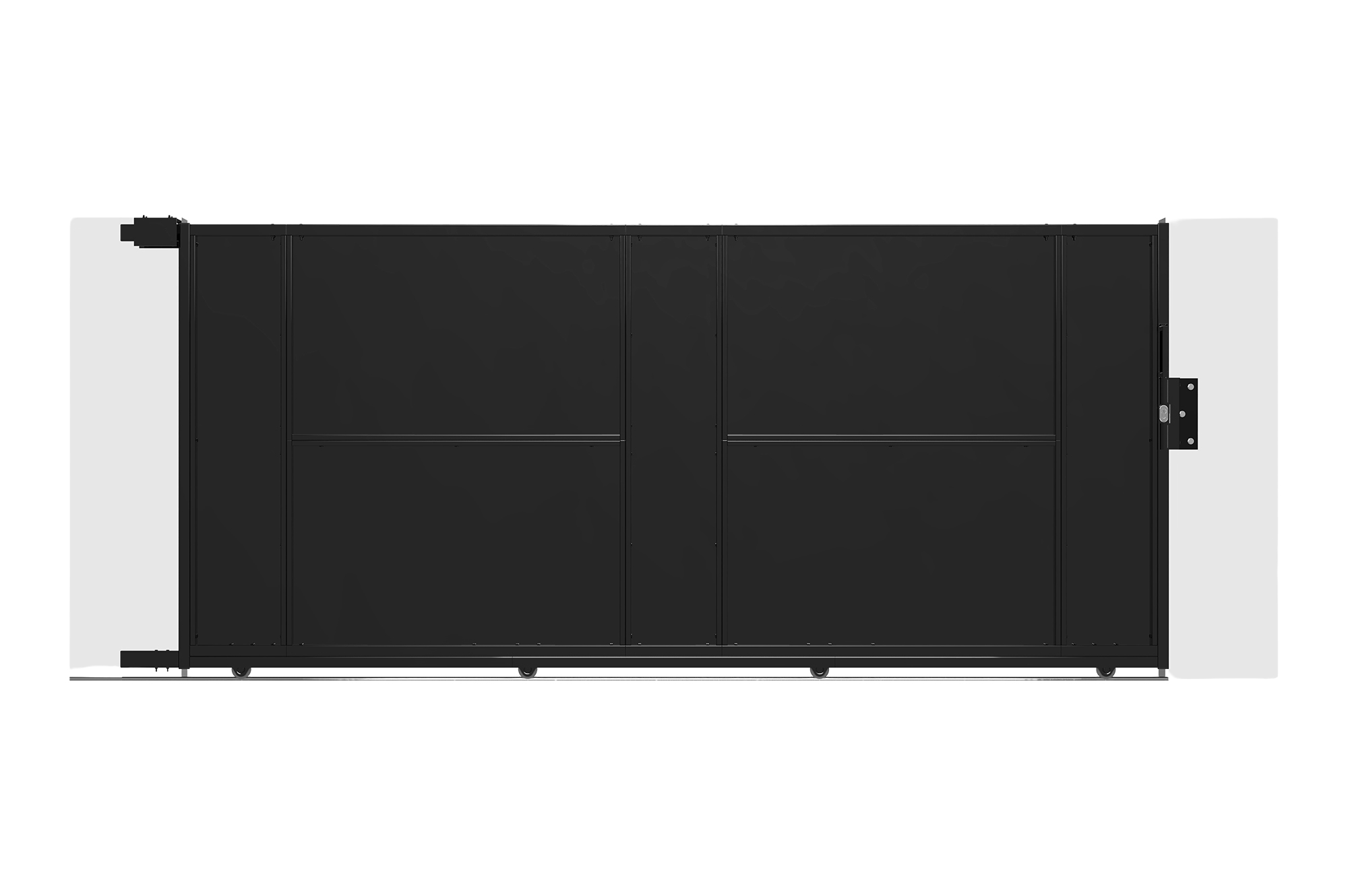 NALI 3,5 m-es acél tolókapu, 160 cm magas, fekete 3