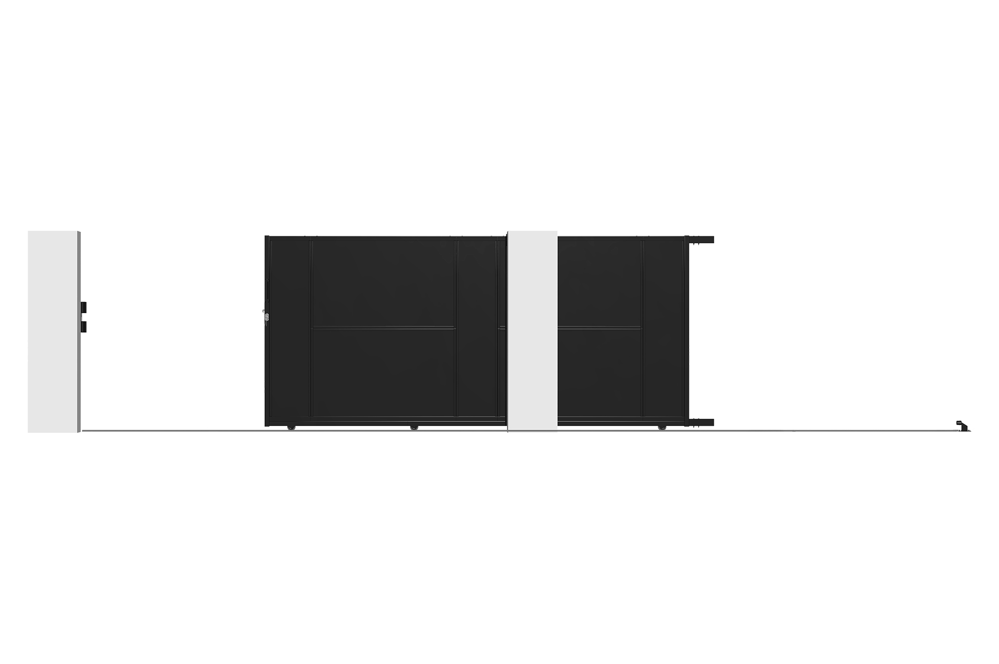 NALI 3,5 m-es acél tolókapu, 160 cm magas, fekete 5