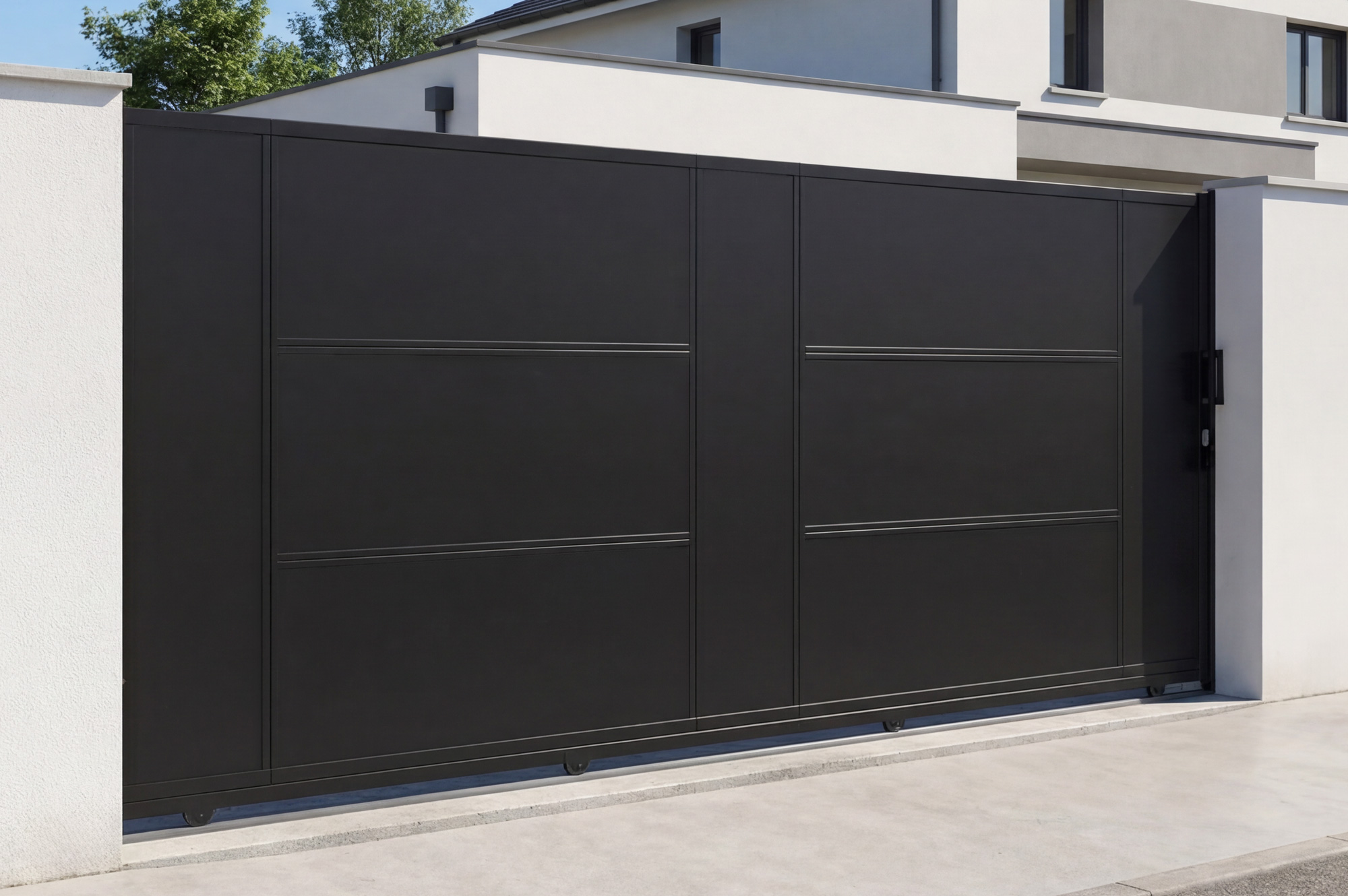 NALI 3,5m skjutgrind i stål, 180 cm hög, svart 10