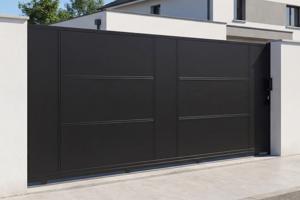 NALI 3.5m Steel Sliding Gate, 180cm High, Black + 180cm High Pedestrian Gate, Black 10