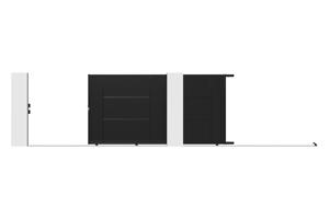 NALI 3.5m Steel Sliding Gate, 180cm High, Black + 180cm High Pedestrian Gate, Black 5