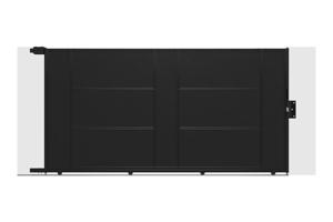NALI 3.5m Steel Sliding Gate, 180cm High, Black + 180cm High Pedestrian Gate, Black 3