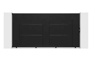 NALI 3.5m Steel Sliding Gate, 180cm High, Black + 180cm High Pedestrian Gate, Black 2