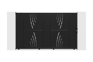 Portail coulissant acier 3m NALI VELETA H.180cm noir + Portillon H.180cm noir 2