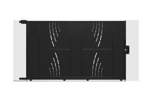 Portail coulissant acier 3m NALI VELETA H.180cm noir + Portillon H.180cm noir 3
