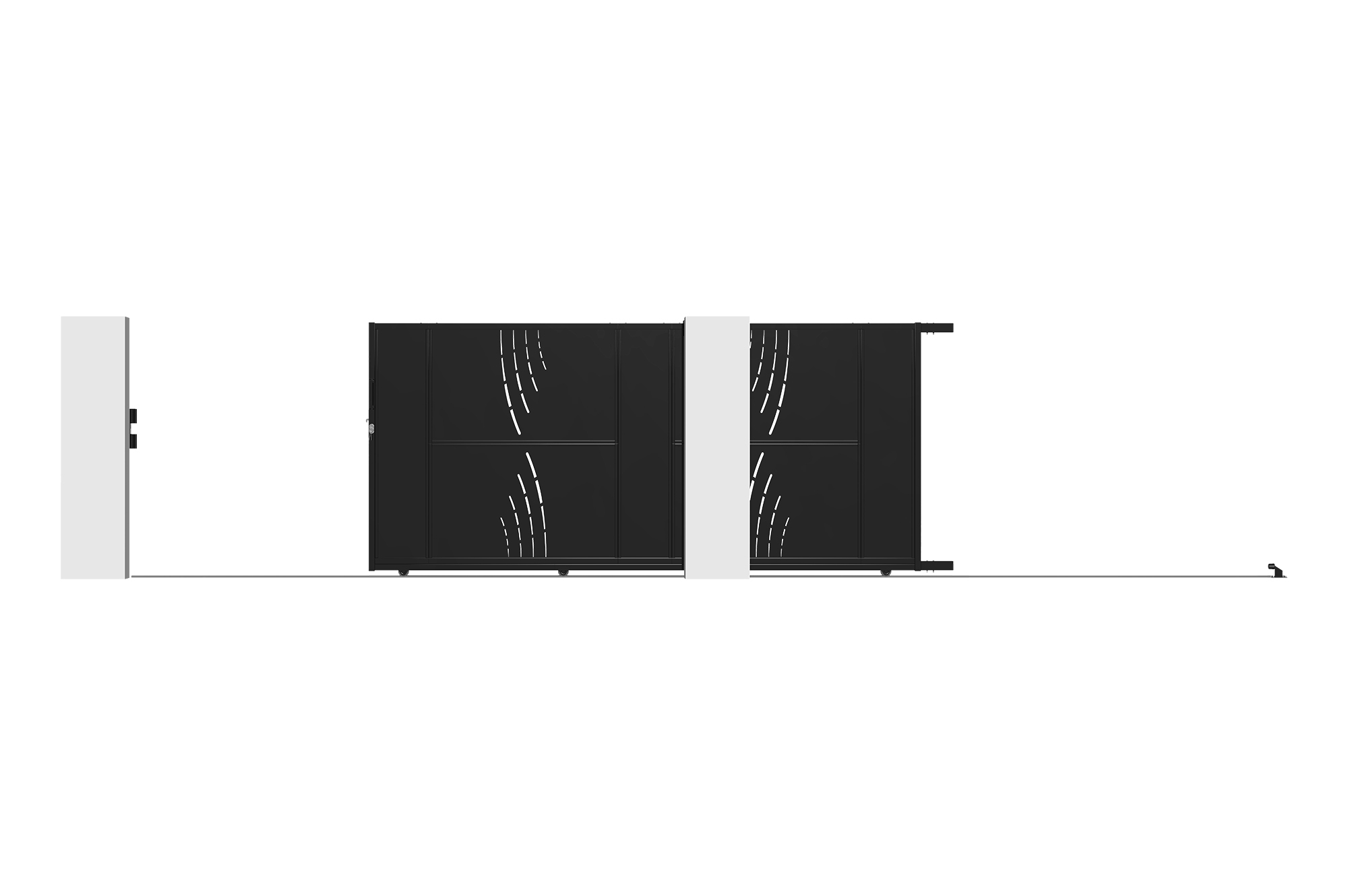 NALI VELETA 3,5 m tērauda bīdāmie vārti, 160 cm augsti, melni 5