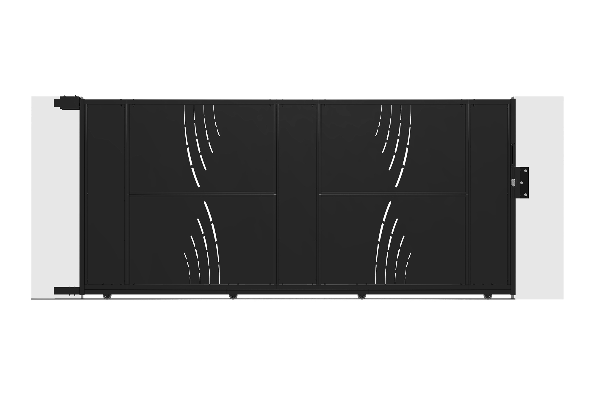 NALI VELETA 3,5 m tērauda bīdāmie vārti, 160 cm augsti, melni 3