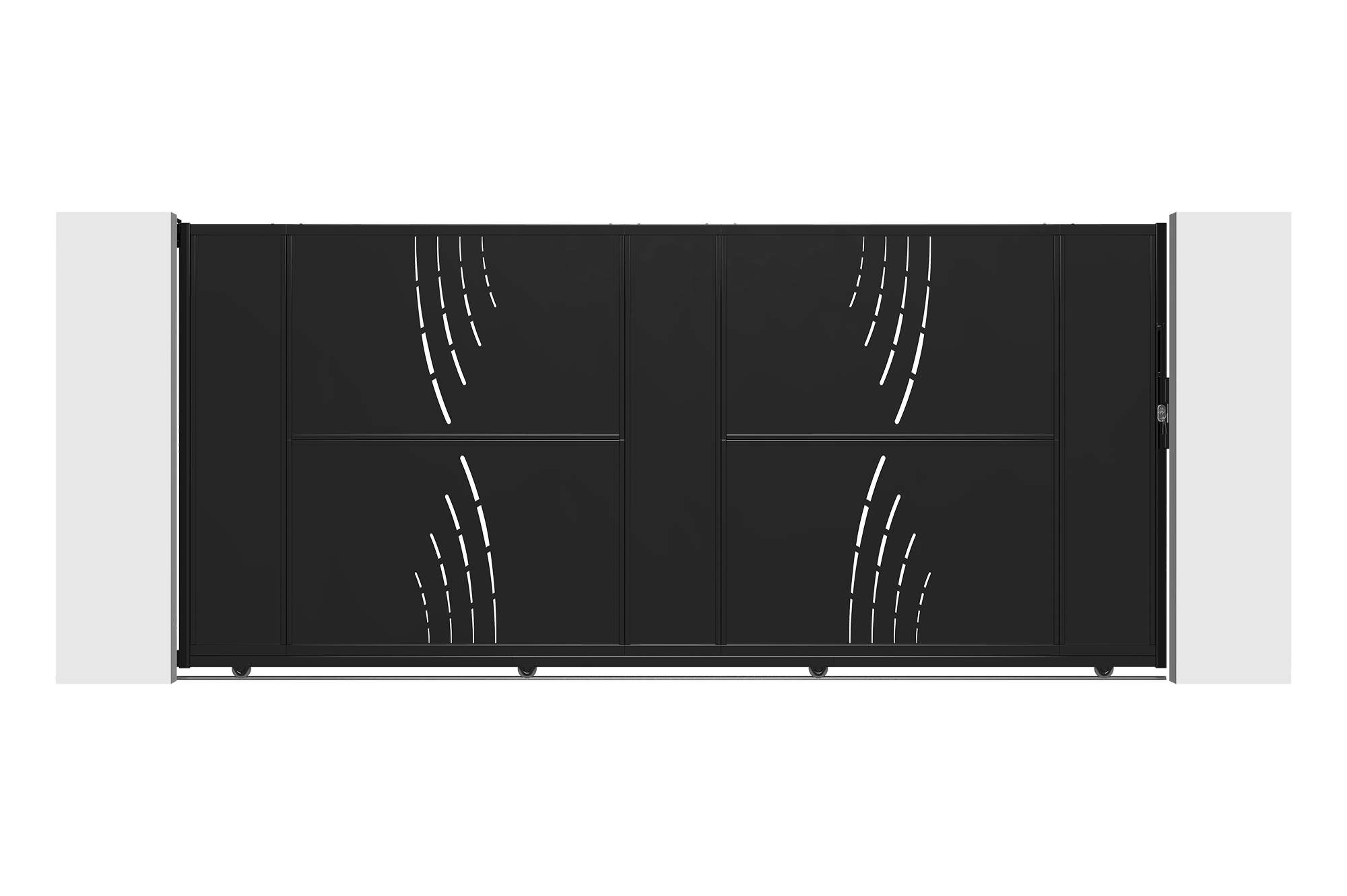 NALI VELETA 3,5 m tērauda bīdāmie vārti, 160 cm augsti, melni 2