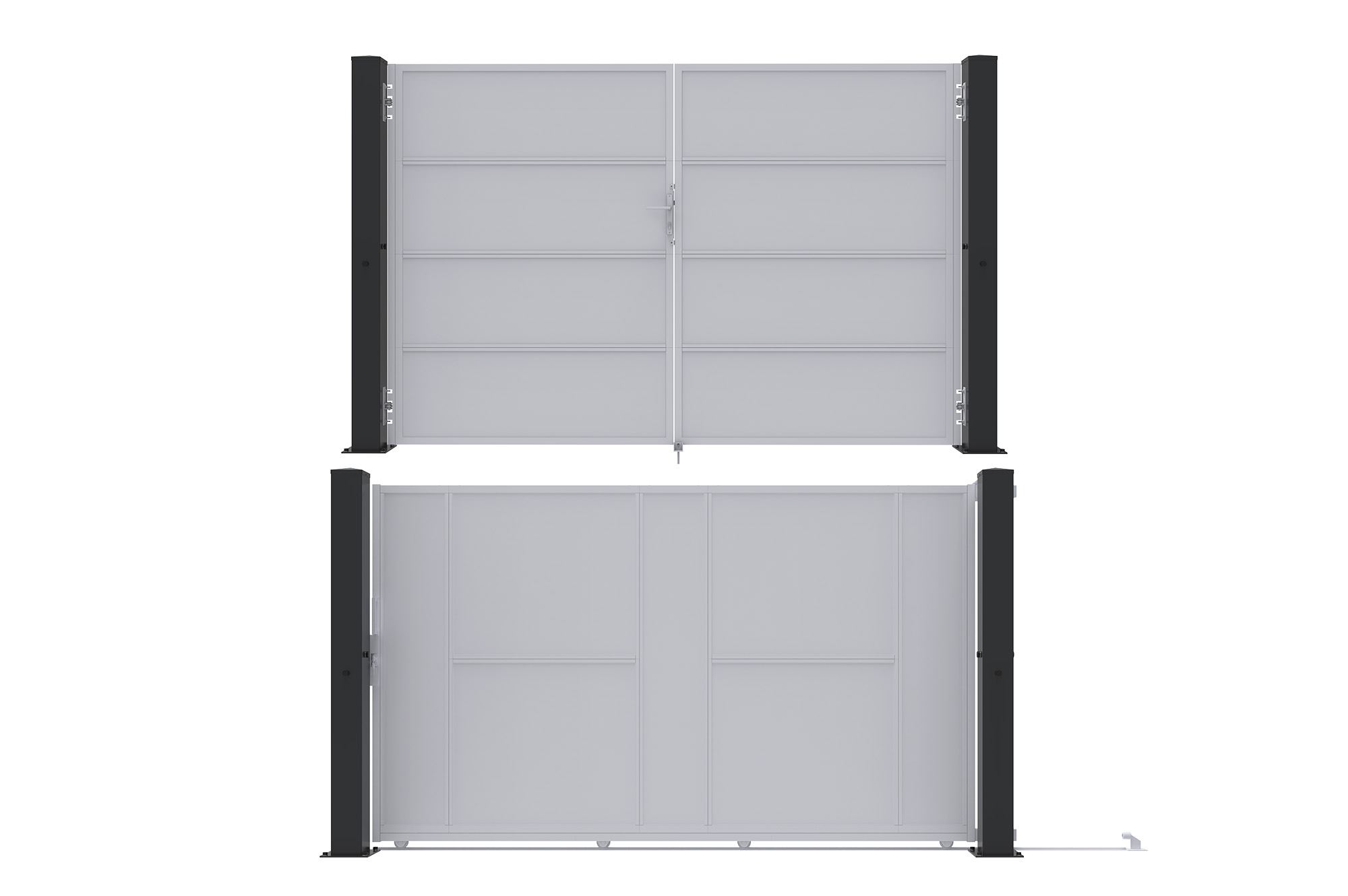 Sada 2 železných sloupků CARMO 15x15cm, výška 205cm, černé 6