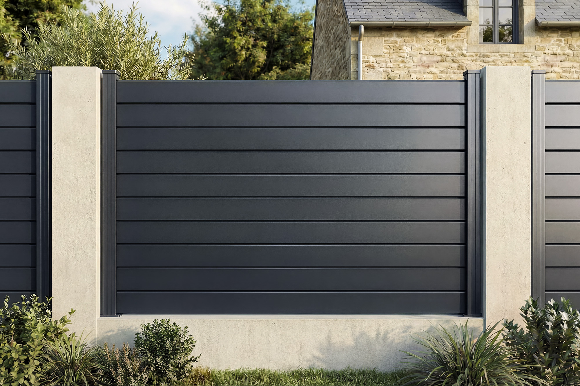 Zaunelement 2m VANO H.150cm graues Aluminium 11