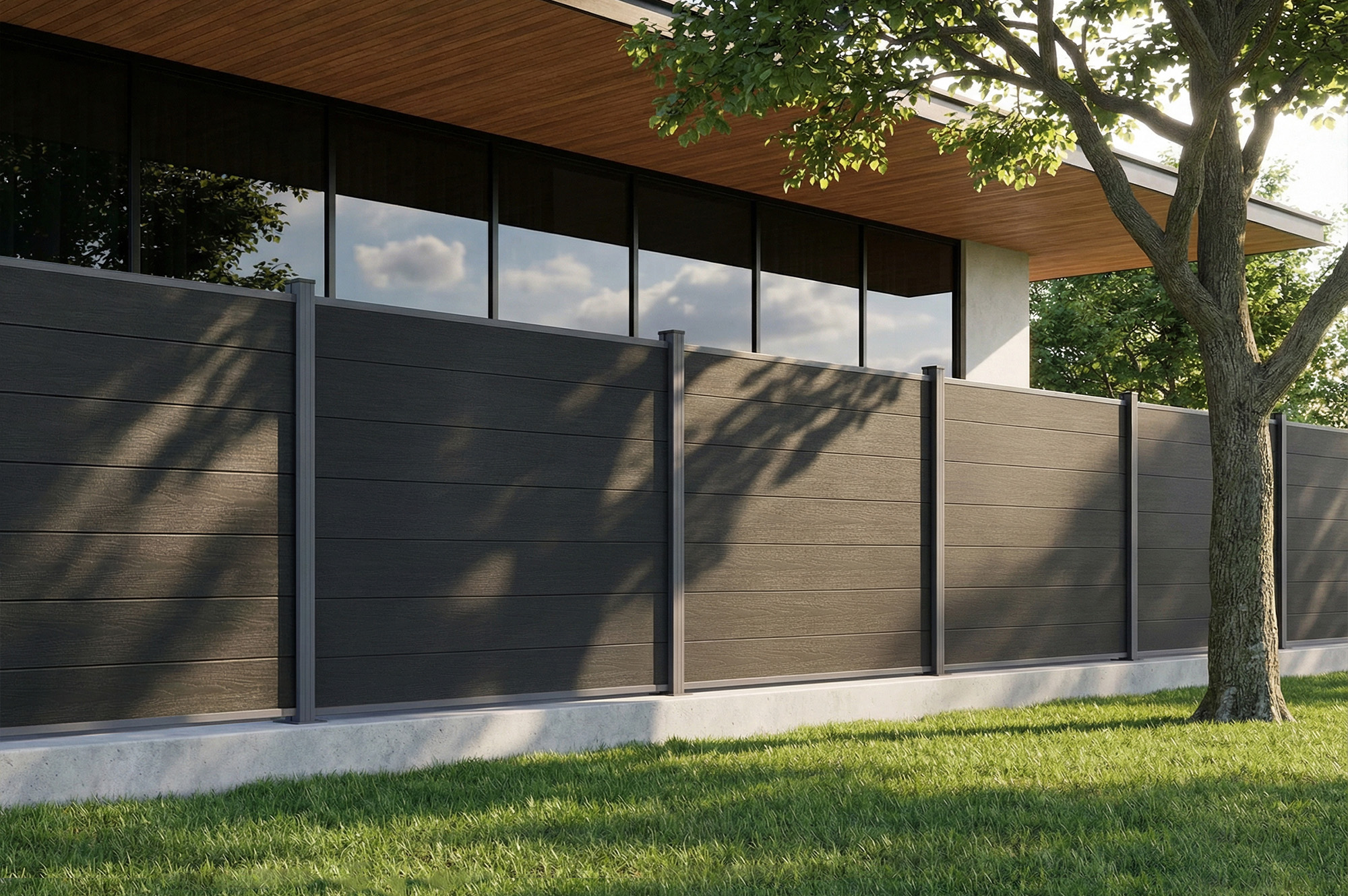 Clôture composite 6m STOCKHORN H.150cm à sceller gris 14