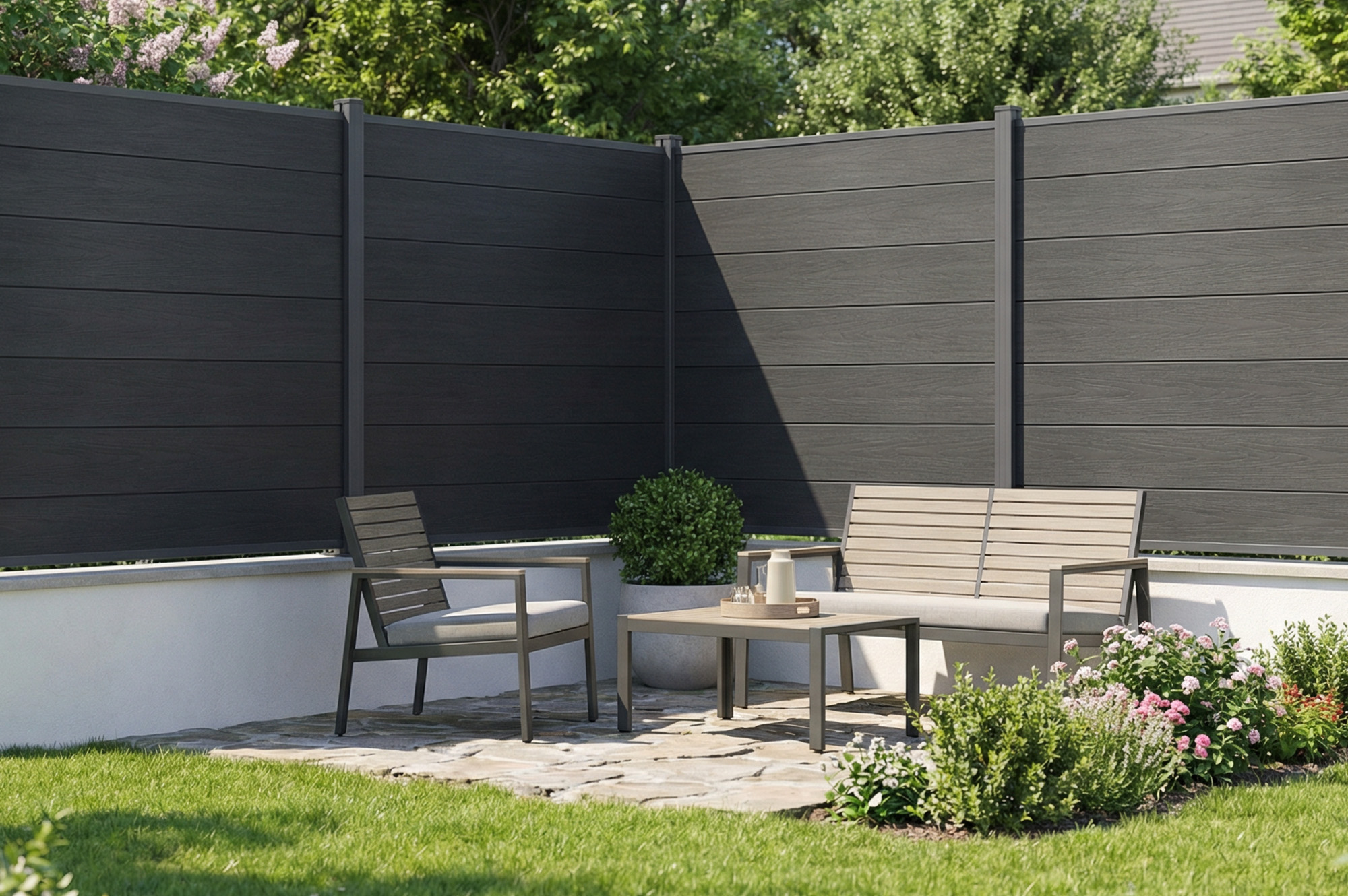 6m-es STOCKHORN kompozit kerítés, magasság 150cm, szürke lemezen 14