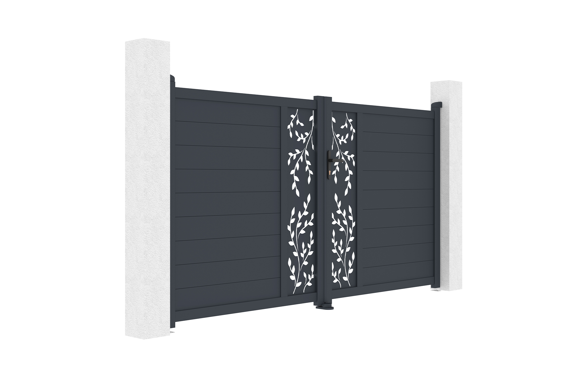 Portail battant 3m FOLYA H.160cm aluminium gris 2