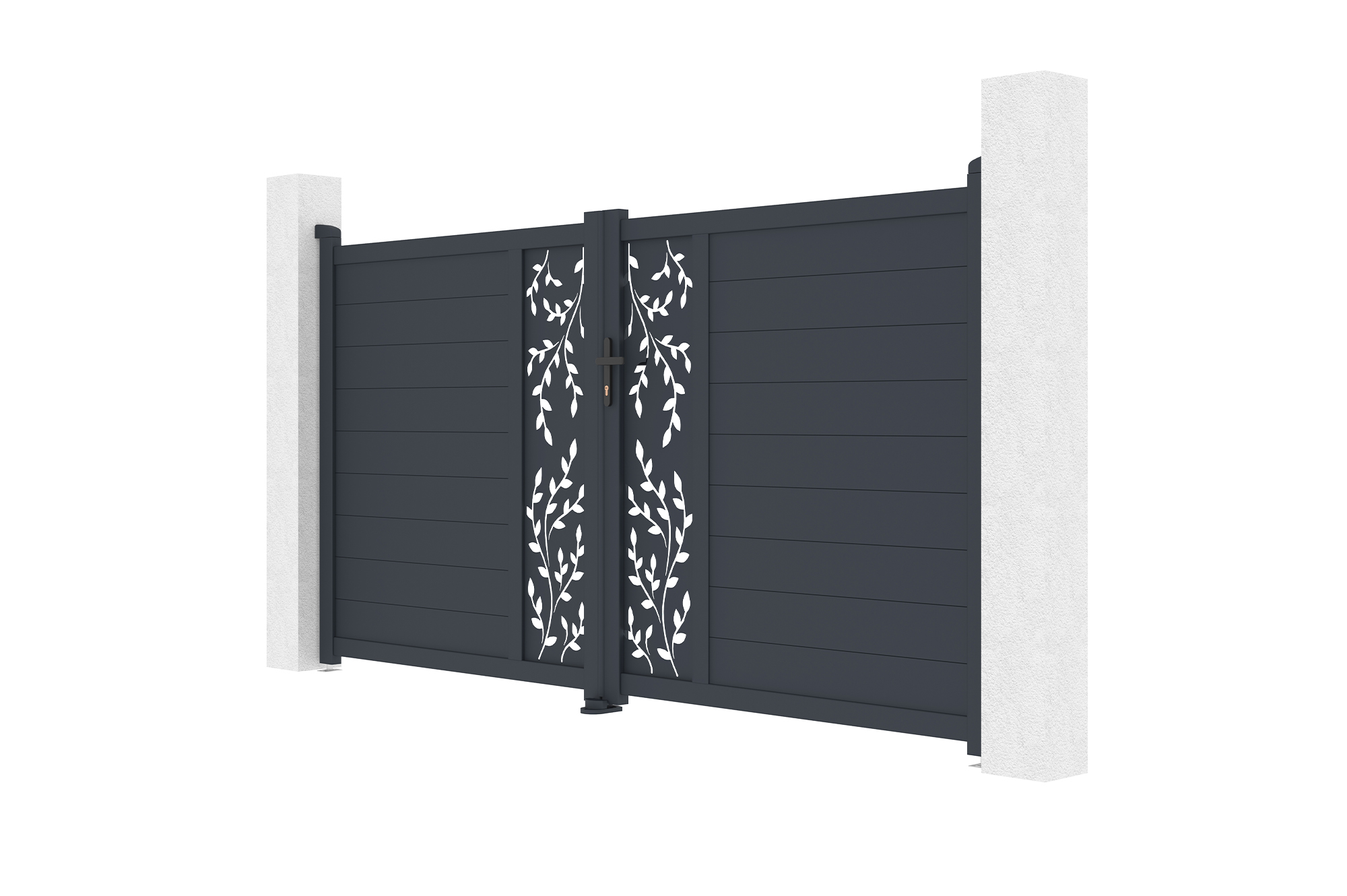 Portail battant 3m FOLYA H.160cm aluminium gris 3