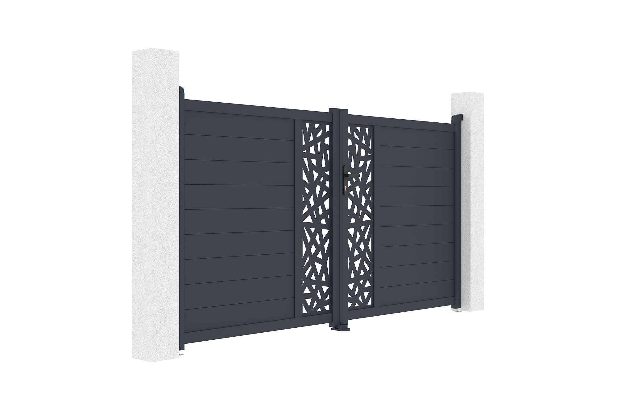 Portail battant 3m RUIVO H.160cm aluminium gris 2